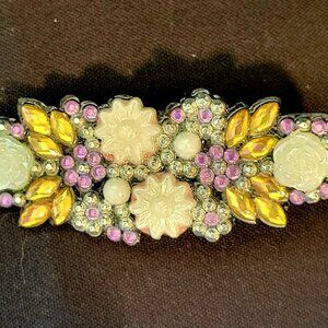 One of a Kind Created Pearl White Floral Rhinestone Hair Clip Trendy Lovely Hues
